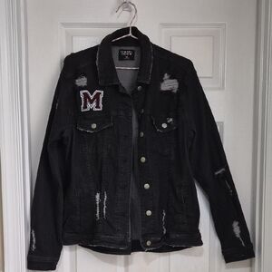 Black distressed denim Jacket